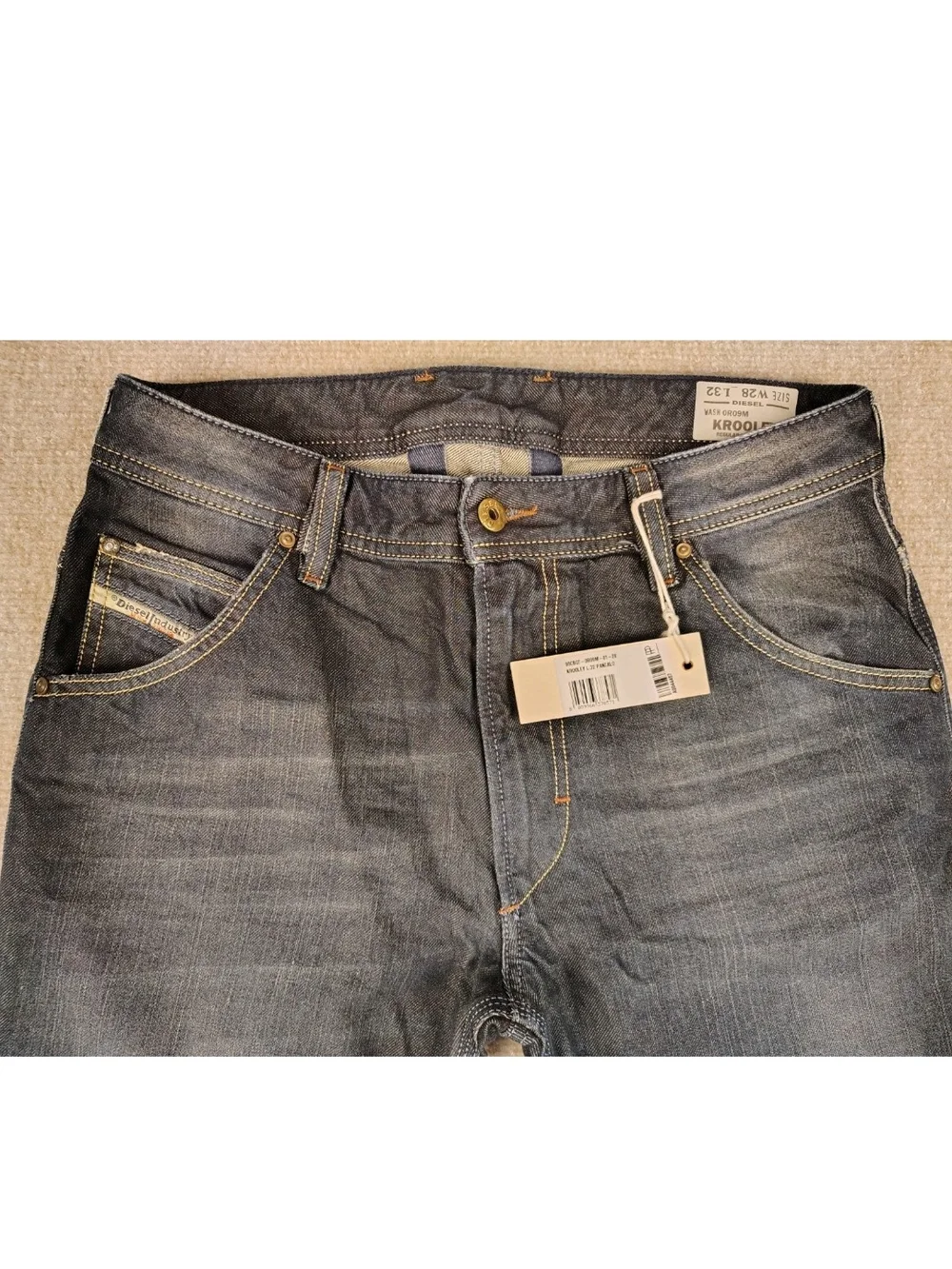 Mens Diesel Krooley Wash 0R09M Size W28 L32 Regular Slim-Carrot Blue Washed